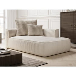 Méridienne droite en velours côtelé grosses côtes beige PINETA