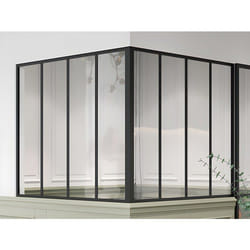 Verrière D'Angle D'Atelier En Aluminium Thermolaqué - L120 X L120 X H105 - Noir - Bayview