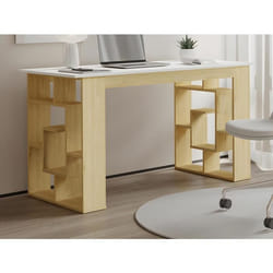 Bureau avec 10 étagères - Coloris : Naturel et blanc - JOVISO