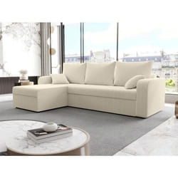 Canapé dangle convertible et réversible en velours côtelé beige ONABIA