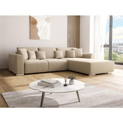 Canapé dangle convertible et réversible en tissu beige MELTANA