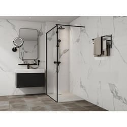 Receveur de douche extra plat à poser ou à encastrer recoupable en résine SMC - Blanc - 120 x 80 cm - MIRNOSA