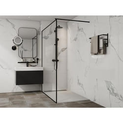 Receveur de douche extra plat à poser ou à encastrer recoupable en résine SMC - Blanc - 160 x 90 cm - LYROSA