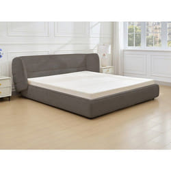 Vente-unique - Lit 180 X 200 Cm Avec Tête De Lit Incurvée - Tissu Bouclette - Gris - Larumo De Maison Céphy