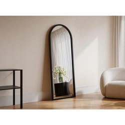 Grand miroir arche en bois de paulownia - L. 65 x H. 170 cm - Noir - SHANGI
