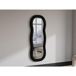 Miroir organique en bois de paulownia - L. 60 x H. 160 cm - Noir - TAYLI