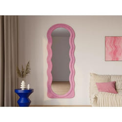 Miroir organique en velours - L. 65 x H. 170 cm - Rose - AYANI