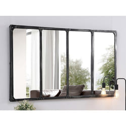 Miroir Fenêtre Industriel En Métal - L. 140 X H. 75 Cm - Noir - Maastricht