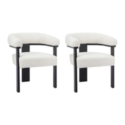 Lot de 2 chaises avec accoudoirs en tissu bouclette et bois dhévéa noir - Blanc - LIVELIA de Pascal MORABITO