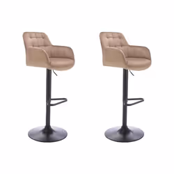 Lot de 2 tabourets de bar en velours et métal noir - Hauteur réglable - Beige - PEGA de Pascal MORABITO