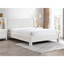 Lit 180 X 200 Cm - Tissu Bouclette - Blanc - Conomo