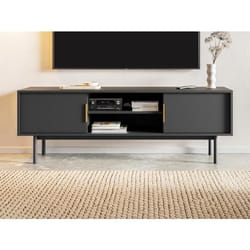 Meuble TV avec 2 portes et 2 niches - Noir - DABRIANA
