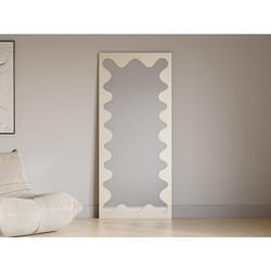 Grand miroir en métal à structure ondulée - L. 70 x H.160 cm - Beige - GANSU