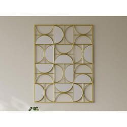 Miroir art déco déstructuré en métal - L.77 x H. 102 cm - Doré - TAYAN