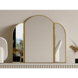 Miroir de barbier en métal doré - L. 85 x H. 70.5 cm - Doré - QIANA