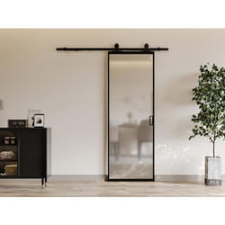 Porte coulissante avec système en applique - aluminium et verre trempé dépoli - H205 x L63 cm - LINCI II