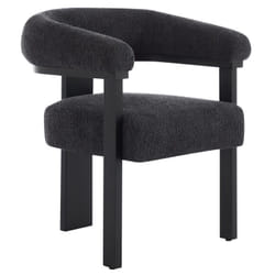 Chaise avec accoudoirs en tissu bouclette et bois d'hévéa - Noir - livelia de Pascal Morabito