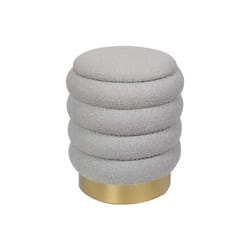 Pouf coffre de rangement en tissu bouclette gris ESDALO