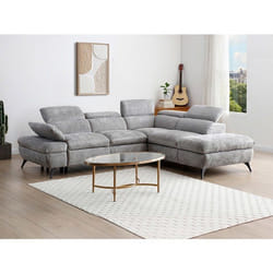 Canapé dangle droit convertible avec dossier méridienne en tissu texturé gris SURDELI