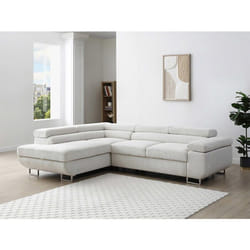 Vente-unique - Canapé D'Angle Gauche Convertible En Velours Côtelé Beige Nurazio