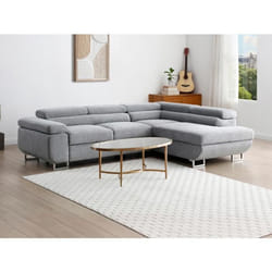 Canapé dangle droit convertible en tissu texturé gris NURAZIO