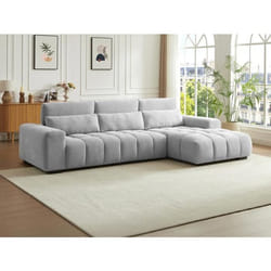 Canapé dangle droit en tissu texturé gris LOPONZA