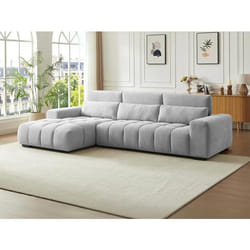Canapé dangle gauche en tissu texturé gris LOPONZA