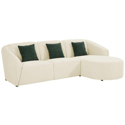 Vente-unique - Canapé d'angle droit en tissu beige texturé netomia