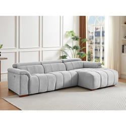Canapé dangle droit relax électrique en tissu gris clair MOLPICA