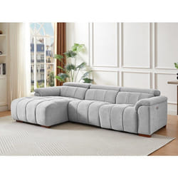 Canapé D'Angle Gauche Relax Électrique En Tissu Gris Clair Molpica