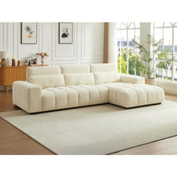Canapé dangle droit en tissu texturé beige LOPONZA