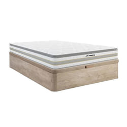 Ensemble 140 x 190 cm sommier coffre naturel clair + matelas ressorts ensachés et surmatelas intégré ép.29cm - CANTERBURY de YSMÉE