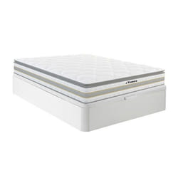 Vente-unique - Ensemble 140 X 190 Cm Sommier Coffre Blanc + Matelas Ressorts Ensachés Et Surmatelas Intégré Ép.29cm - Canterbury De Ysmée