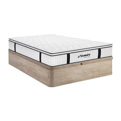 Ensemble 140 x 190 cm sommier coffre naturel clair + matelas anti-feu ressorts ensachés et surmatelas intégré ép.28cm - DELICE de