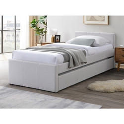 Lit Gigogne 90 X 190 Cm - Tissu - Beige - Doritalo