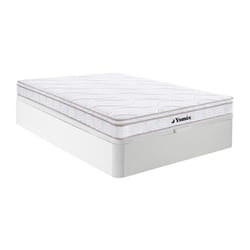 Ensemble 160 x 200 cm sommier coffre blanc + matelas ressorts 3 zones et mémoire de forme ép.20cm - WOLKENTANZ de YSMÉE