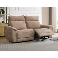 Canapé 3 places relax électrique en tissu taupe DJARALO