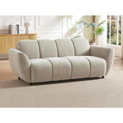 Canapé 3 places en tissu beige effet matelassé JULORI