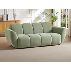 Canapé 3 places en tissu vert effet matelassé JULORI