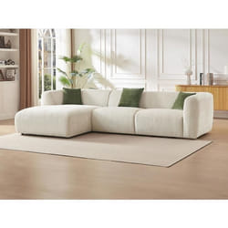 Canapé dangle gauche en tissu beige TANCAVO