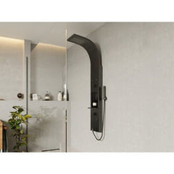 Colonne De Douche Hydromassante Avec Étagère - Noir Mat - 20 X 140 Cm - Roana