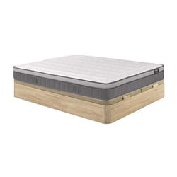 Ensemble 180 X 200 Cm Sommier Coffre Naturel Clair + Matelas Hybride Ressorts Ensachés 7 Zones Et Mémoire De Forme Ép.30cm - Asgard De Ysmée