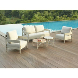 Vente-unique - Salon De Jardin En Aluminium : Un Canapé 2 Places, 2 Fauteuils Et 2 Tables Basses - Beige - Lomam De Mylia
