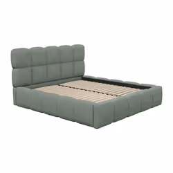 Lit coffre 180 x 200 cm - Tissu bouclette - Vert amande - DAMADO de Pascal Morabito