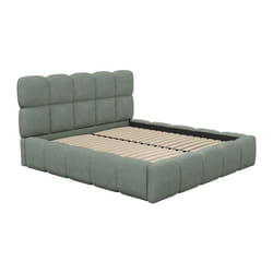 Lit coffre 180 x 200 cm - Tissu bouclette - Vert amande - DAMADO de Pascal Morabito