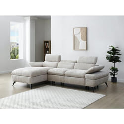 Canapé dangle gauche convertible en tissu texturé beige SURDELI