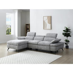 Canapé dangle gauche convertible en tissu texturé gris SURDELI