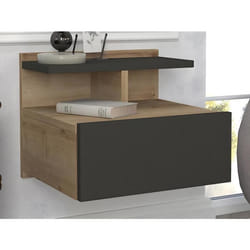 Lot de 2 tables de chevet suspendues - 1 tiroir - Coloris : Naturel et anthracite - AZELNO