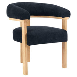 Pascal Morabito - Chaise avec accoudoirs en tissu bouclette et bois d'hévéa naturel - Noir - livelia de