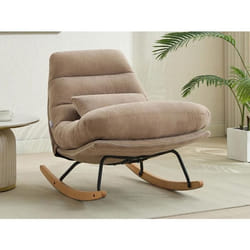 Fauteuil à bascule en tissu taupe RELIACO